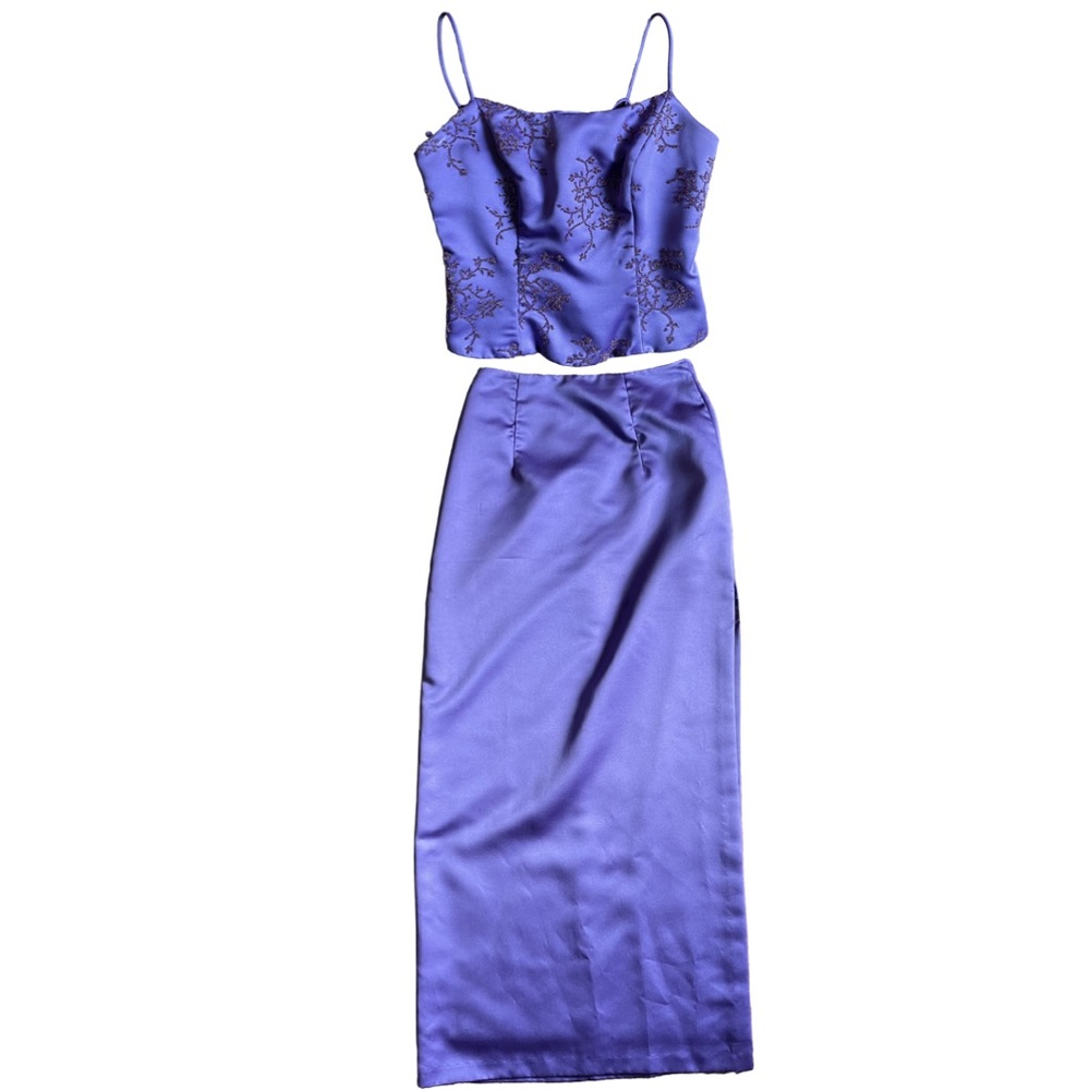 Vintage 90s Womens Purple Blue Maxi Dress